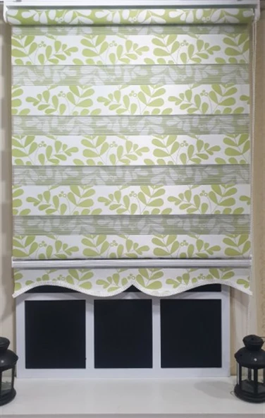 Zebra Stor Perde Yeşil Beyaz Etek Dilimli ST 032  Yeşil 30 x 200 - 3