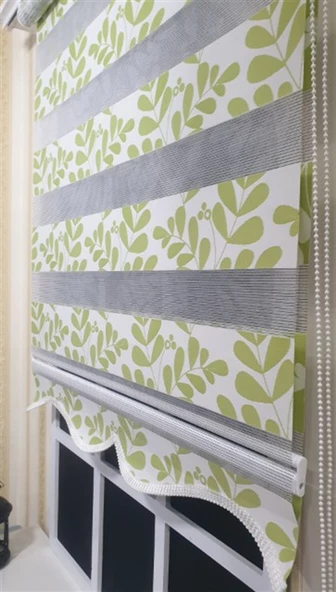 Zebra Stor Perde Yeşil Beyaz Etek Dilimli ST 032  Yeşil 30 x 200 - 4