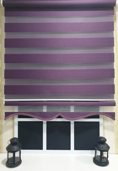 StorBurada Zebra Stor Perde Mor Etek Dilimli  STB 400 V18  Mor 140 x 200 - Resim 3