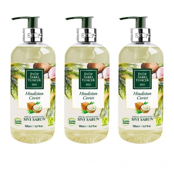 Eyüp Sabri Tuncer Sıvı Sabun Hindistan Cevizi 500 ml X 3 Adet