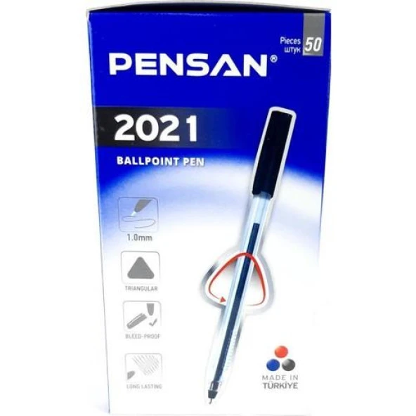Pensan Tükenmez Kalem Üçgen 50 Li 1.0 mm Siyah