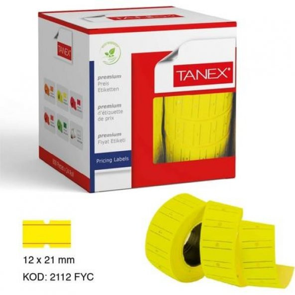 Tanex Fıyat Etiketi Çizgili 12li Floresan Sarı