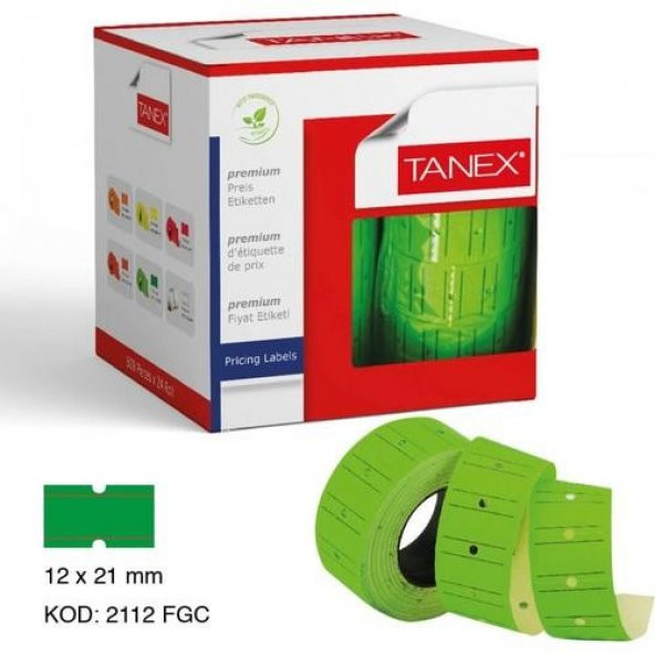 Tanex Fıyat Etiketi Çizgili 12li Floresan Yeşil - 1