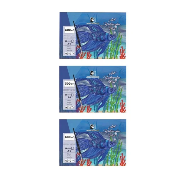 Alex Schoeller Art Suluboya Kağıdı Blok Ince Dokulu Ekstra White 300G 12 Yp A4 ALX-0625 3'lü ürün görseli 1