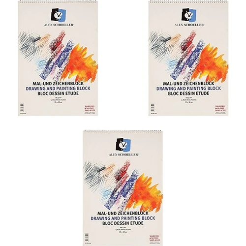 Alex Schoeller Spiralli Resim Defteri 15 Yaprak 165 gr 35 x 50 cm 3'lü ürün görseli