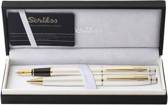 Scrikss 35 Dolma + Tükenmez Kalem Seti Beyaz Altın - 2