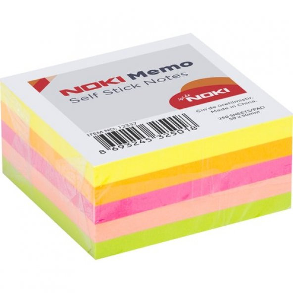 Noki Memo 50 x 50 mm Neon Küp Yapışkanlı Not Kağıdı 250 Yaprak