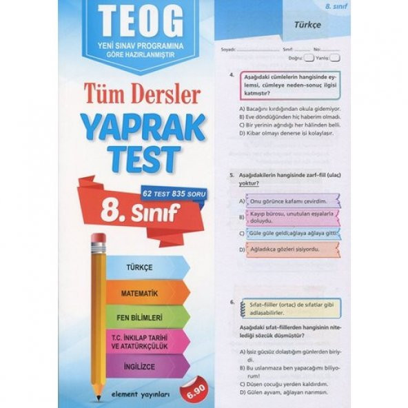 Element Yayınları 8. Sınıf Teog Tüm Dersler Yaprak Test