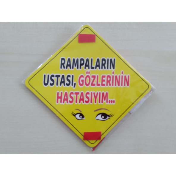 CAM İÇİ SARI DEKOR PLAKA KARE RAMPALARIN USTASI GÖZLERİN HASTASI (11x11cm) YAPIŞTIRMALI (Dekor Levha) SARI PLAKA