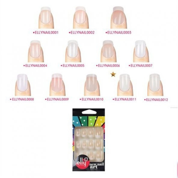 Elly Nail0011 Doğal 24Lü French Takma Tırnak Set