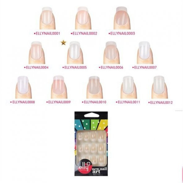 Elly Nail0005 Doğal 24Lü French Takma Tırnak Set