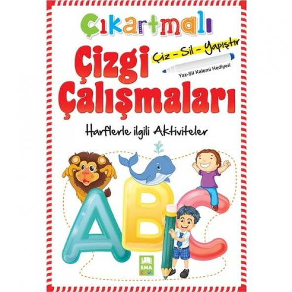 Çıkartmalı Çizgi Çalışmaları Çizsilyapıştır Harflerle İlgili Aktiviteler (Yazsil Kalemi Hediyeli)