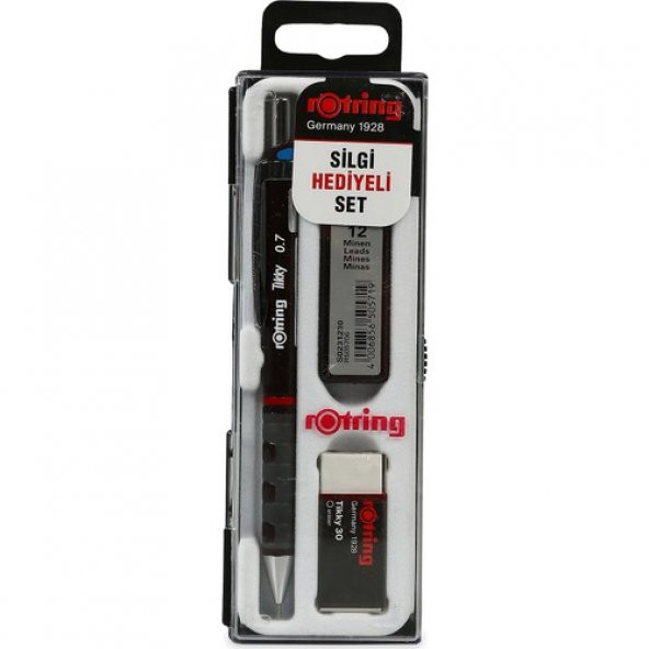 Rotring Tikky Okul Seti 0.7 mm Bordo Versatil Kalem + Silgi + Uç