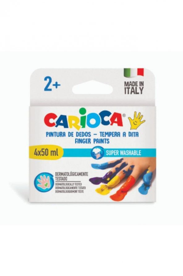Carioca Bebek Parmak Boyası 4 Renk 4x50 Ml Süper Yıkanabilir 2+ Yaş