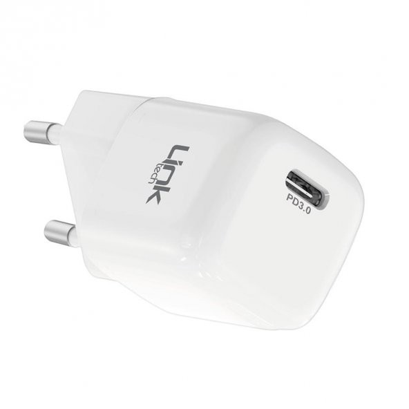 Linktech G821 Supper Silicon Tech 20W PD USB-C Seyahat Şarj Aleti Lightning Kablo Set Beyaz - 3