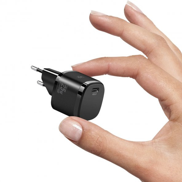 Linktech G826 Supper Silicon Tech 25W PD USB-C Şarj Aleti Type-C Kablo Set Siyah - 4