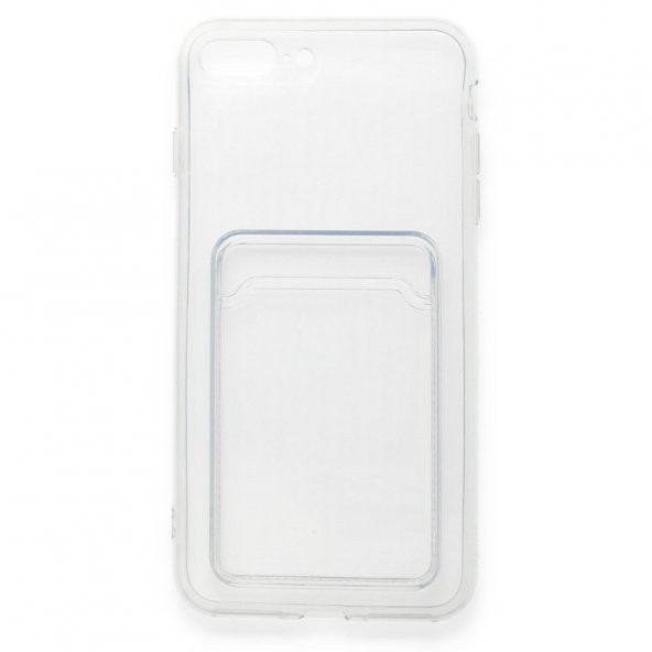 iPhone 7 Plus / 8 Plus Kılıf Cardy Şeffaf Kartlık Cepli Kapak - 3