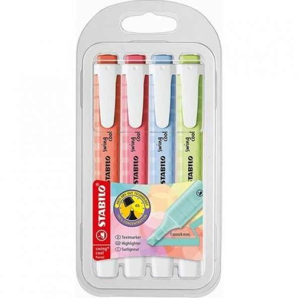Stabilo Swing Cool 275/4-08-1 Pastel Fosforlu Kalem 4`lü Yeni Renkler