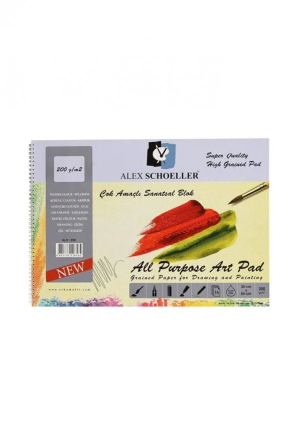 Alex Schoeller 35 x 50 Spiralli Resim Defteri 200 Gr. 15 Yp. ALX-892