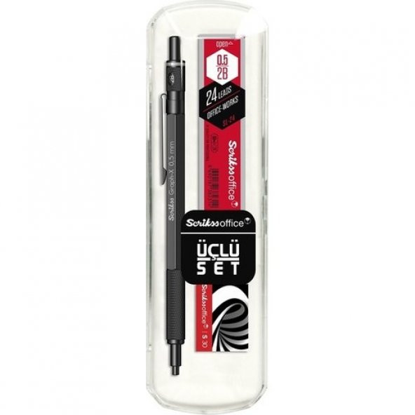 Scrikss Graph-X Metal Versatil Kalem 0.5 Mm Mat Siyah 3Lü Set