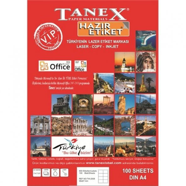 Tanex TW-2096 43,2x8,5 mm Laser Etiket 100 Ad.