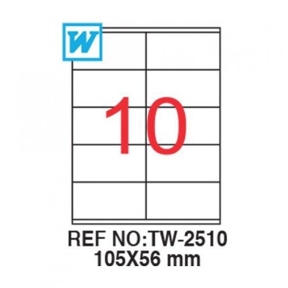 Tanex 105 x 56 Mm Laser Etiket Tw-2510