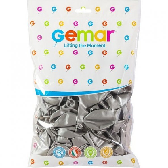 Gemar Metalik Balon Rengi 100lü Paket Gümüş - 2