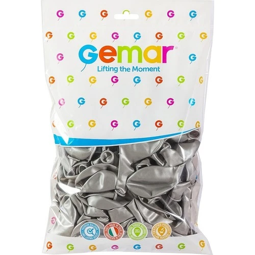 Gemar Metalik Balon Rengi 100'lü Paket Gümüş - 2