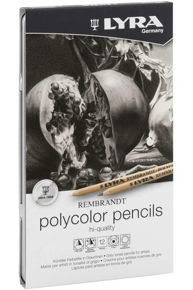 Lyra Rembrandt Polycolor Gri Tonlar Kuru Boya 12 Renk ürün görseli 1