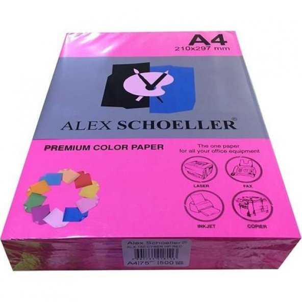 Alex Schoeller 750 A4 Fotokopi Kağıdı 500 lü Fosforlu Kırmızı