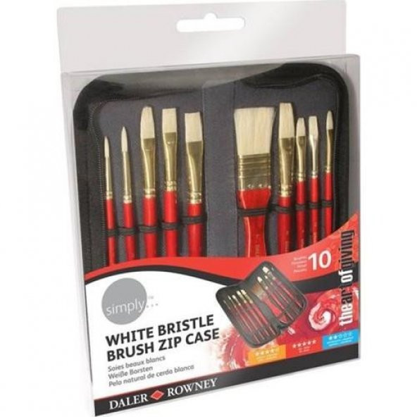 Daler Rowney Simply White Bristle Yağlı Boya Fırça Seti Çantalı 10lu