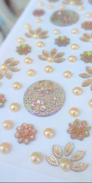 Taş Sticker Sarı Gold Yapışkanlı Saç , Yüz Ve Tırnak Taşı Işıltılı Parlak - 2