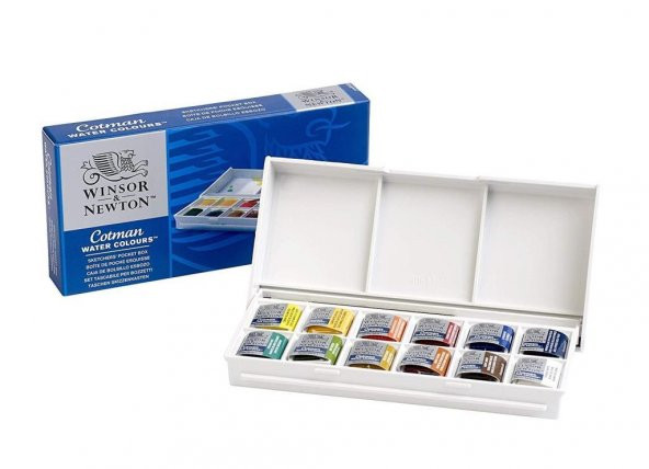 Winsor & Newton Cotman Sulu Boya Cep Tipi 12Li Yarım Tablet - 3