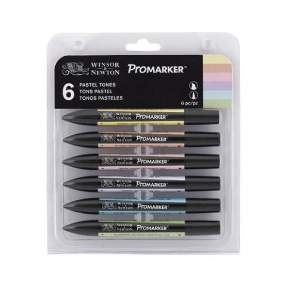 Winsor & Newton Promarker Kalem Seti 6 Renk Pastel Tones Set Pastel Tonlar - 1