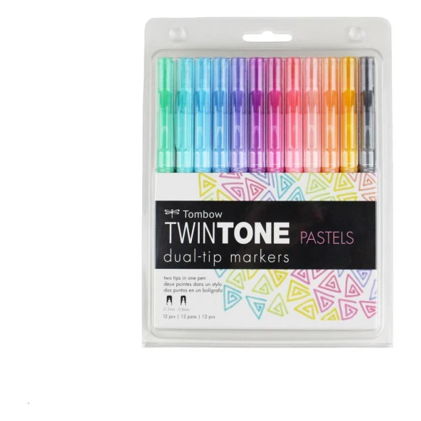 Tombow TWIN TONE Markor Pastel Tonlar Seti (12 Renk)