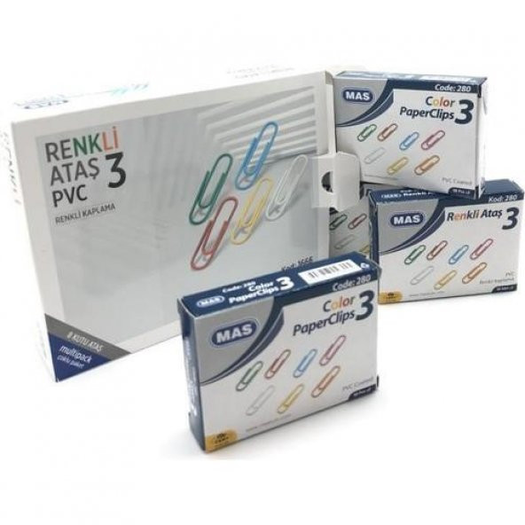 Mas 1666 Renkli Ataş 28mm Pvc Kaplı 8li - 2