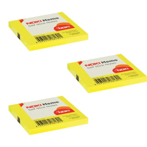 Noki Memo Stick 75 x 75 Limon Sarı 3'lü Ekonomik Paket