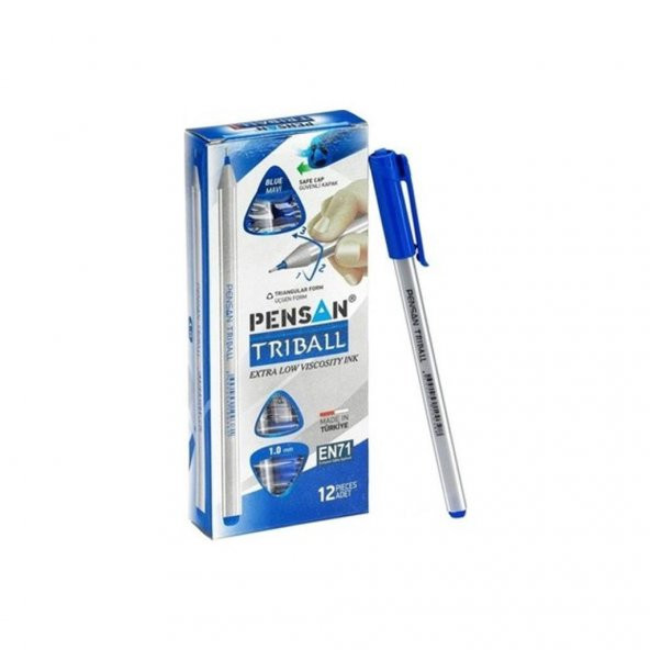 Pensan Tükenmez Triball 1Mm Mavi 01003 12li Kutu