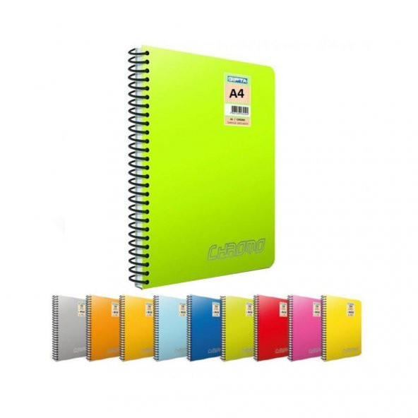 Gıpta Chromo 80 Yp. A4 Spiralli Pp. Kapak Defter Kareli  4Lü