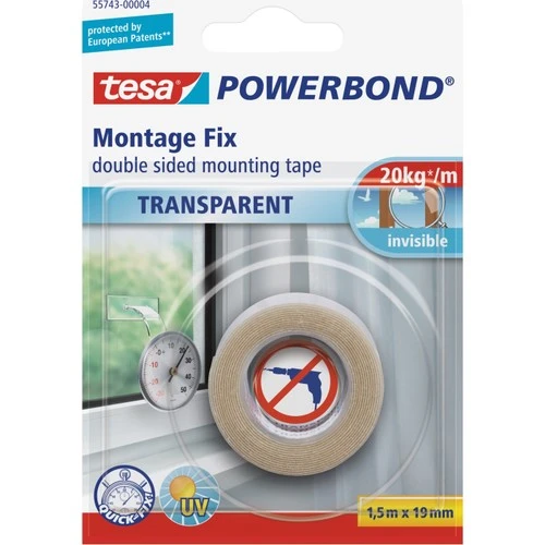Tesa Köpük Montaj Bandı - Powerbond Şeffaf   1.5m 19mm ürün görseli