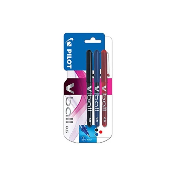 Pilot V-Ball Roller Kalem 0.5 mm Siyah-Mavi-Kırmızı ürün görseli