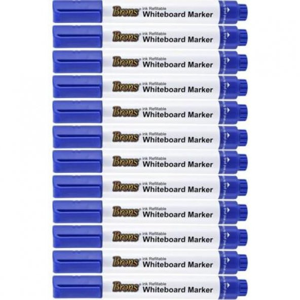 Brons Doldurulabilir Beyaz Tahta Kalemi 12li Mavi