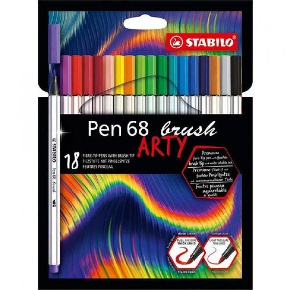 Stabilo Pen 68 Brush Arty Fırça Uçlu Keçeli Kalem Seti 18li ürün görseli 1