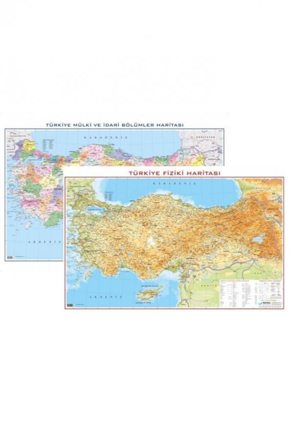 Gürbüz 50 x 70 Türkiye Fiziki + Siyasi Çift Traflı Harita