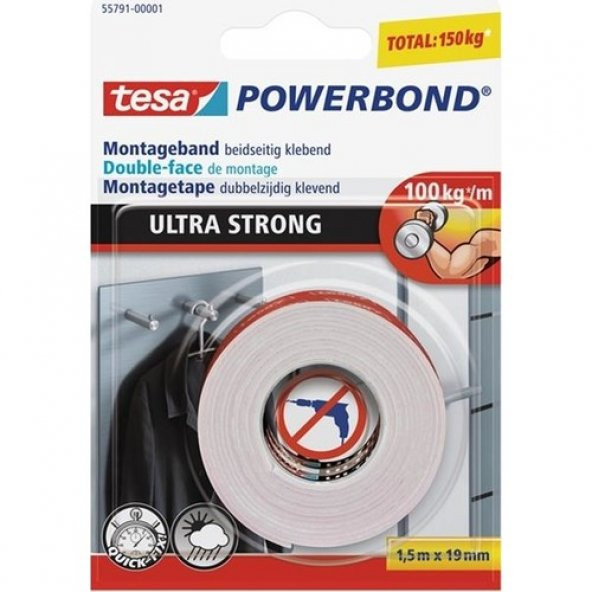 Tesa Köpük Montaj Bandı - Powerbond Ultra Güçlü    1.5m 19mm