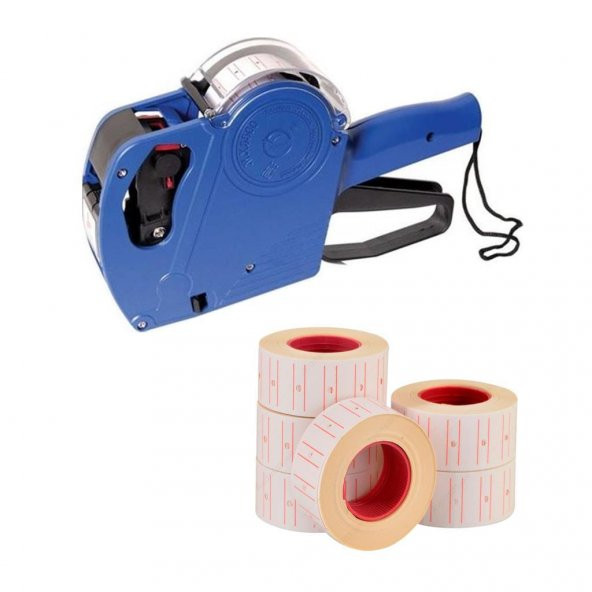 Tanex Eco Mavi Etiket Makinesi TNX-5500ECO41 + Tanex Fiyat Etiketi Çizgili 12 mm x 21 mm Beyaz 6lı Rulo ürün görseli