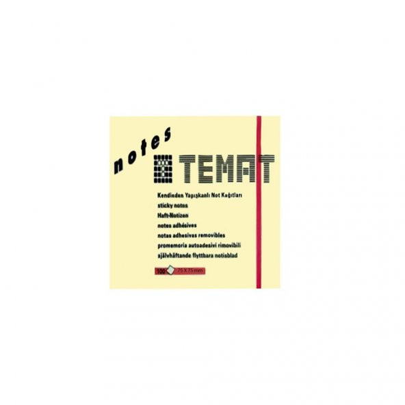 Temat 75 X 75 Mm Pastel Sarı Postit - Yapışkanlı Kağıt