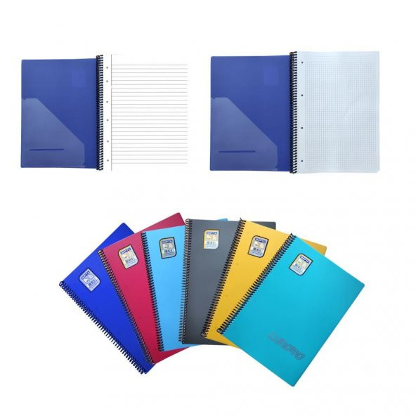 Gıpta Chromo 80 Yp. A4 Spiralli Pp. Kapak Defter 3 Çizgili + 3 Kareli