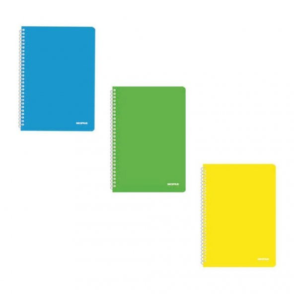 Mopak Neon Serisi Spiralli Defter PP Kapak 96 Yaprak Kareli 3LÜ
