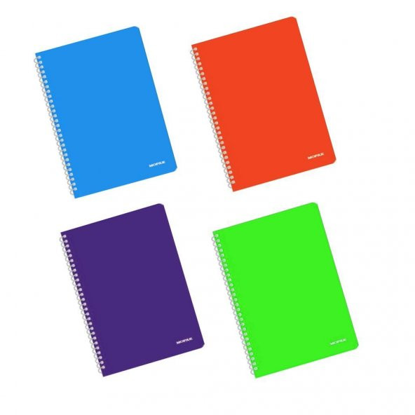 Mopak Neon Serisi Spiralli Defter Pp Kapak A4 60 Yaprak Kareli 4lü